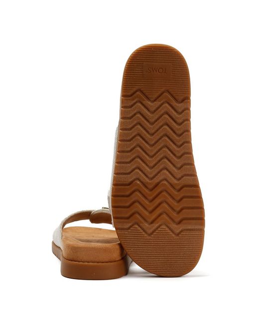 TOMS Brown Marin Slide Textile Natural Sandals