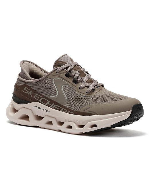 Skechers Gray Slip-Ins Glide Step Altus Mesh Khaki Trainers