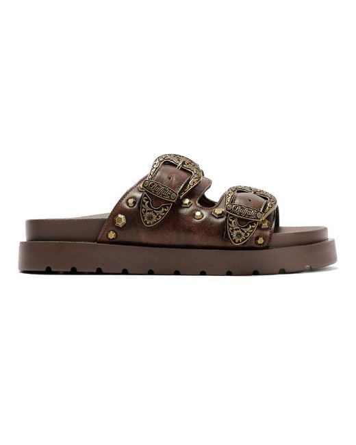 Buffalo Brown Raya Ari West Leather Sandals