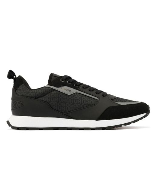 HUGO Black Icelin Runn Monogram Trainers for men