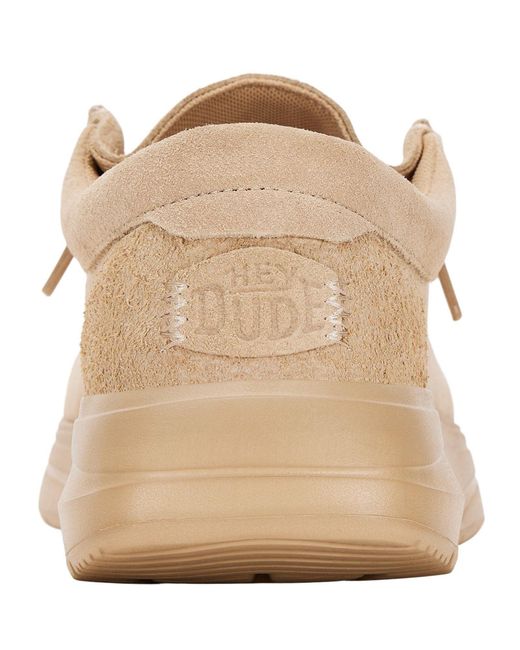 HeyDude Natural Wally X Suede Boat Shoes for men