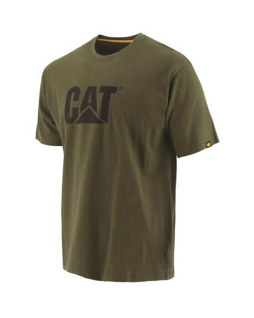 Caterpillar Green Trademark Logo Cotton T-Shirt for men
