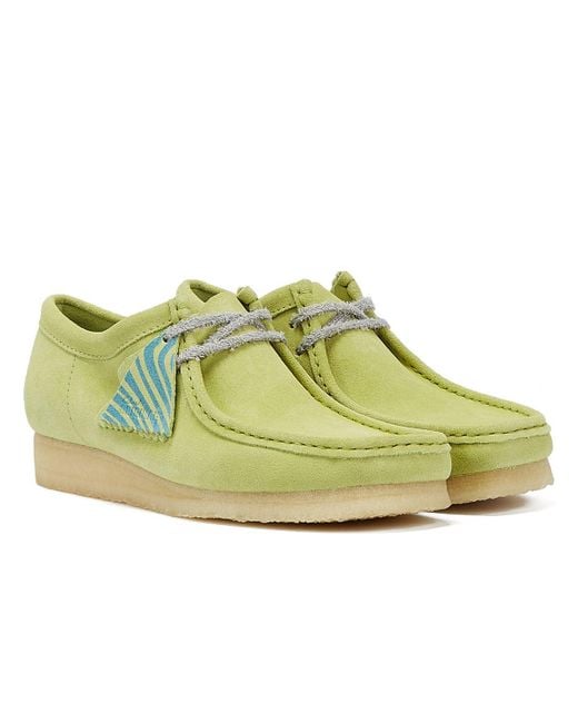 Clarks Green Wallabee Pale Lime Suede Men's Lace-up Shoes for men