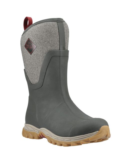 Muck Boot Gray Arctic Sport Ii Mid Rubber /Herringbone Winter Mid Calf Boots