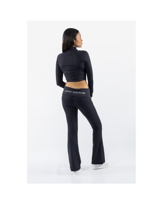 Juicy Couture Black Roll Down Flare Nylon Track Pants