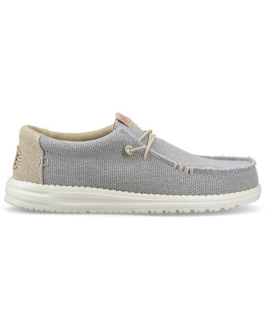 HeyDude Gray Wally Braided Polyester Flannel/ Moccasins Shoes for men
