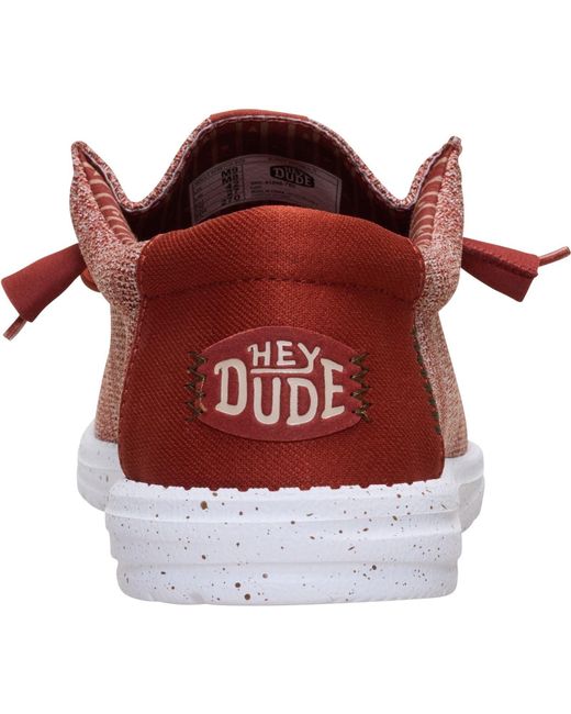 HeyDude Red Wally Stretch Sox Polyester Burnt/Multi Loafers for men