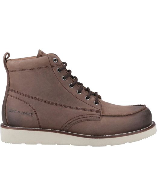 Jack & Jones Brown Toronto Leather Stone Ankle Boots