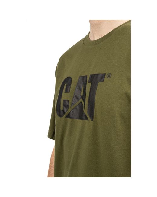 Caterpillar Green Trademark Logo Cotton T-Shirt for men