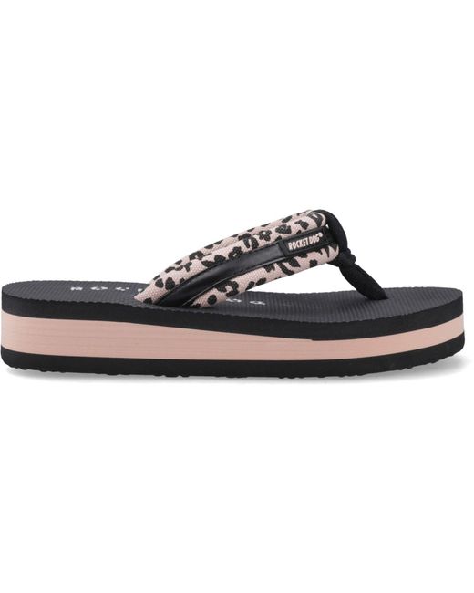 Rocket Dog Blue Monica Leon Leopard Textile Light Flip Flops