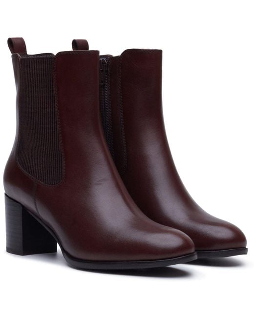 Hush Puppies Brown Camellia Heeled Leather Heeled Ankle Boots