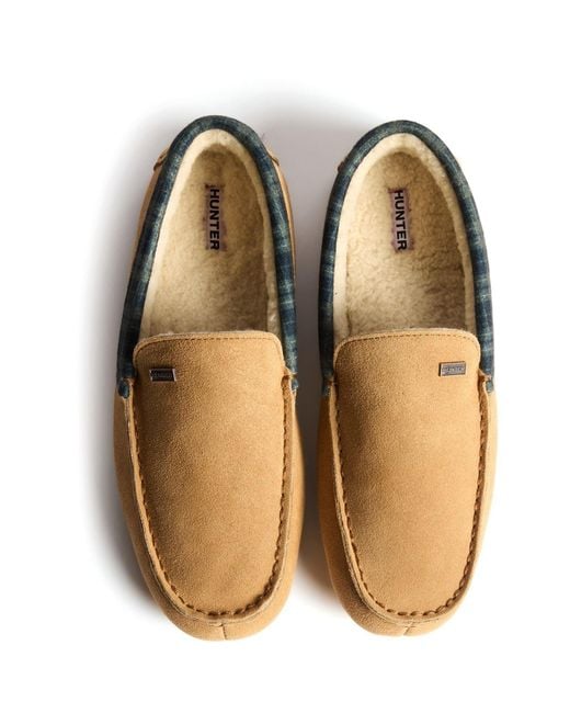 Hunter Yellow Moccassin Slipper Suede Biscuit Slippers for men
