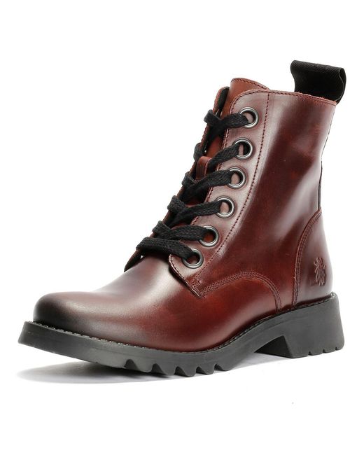 Fly London Black Ragi Leather Wine Boots