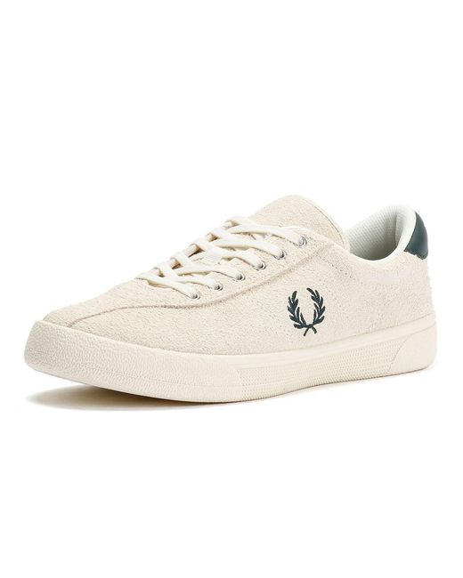 Fred Perry White Tennis Shoe Suede Ecru/Grassroot Trainers for men