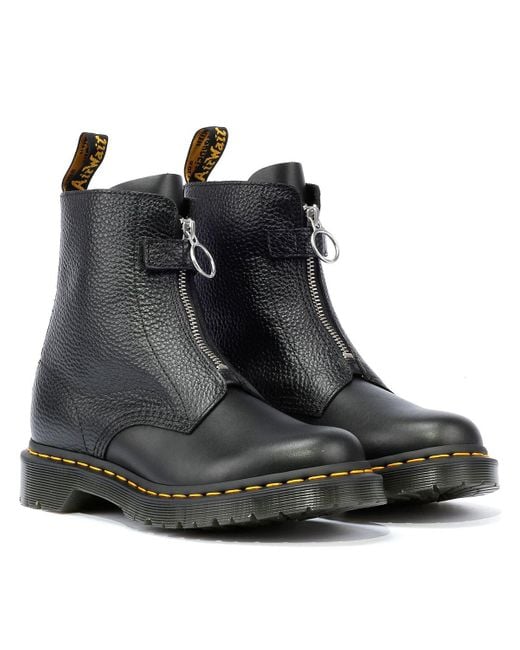 Dr. Martens Black 1460 Pascal Front Zip Leather Boots