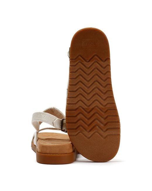 TOMS Metallic Marin Slingback Textile Natural Sandals