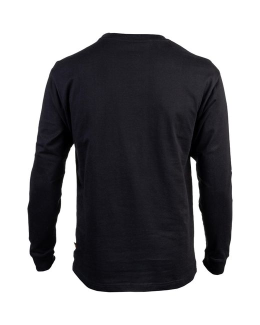Caterpillar Black Trademark Banner Long Sleeve Cotton T-Shirt for men