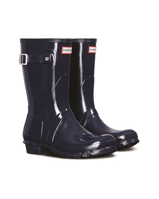 Hunter Blue Gloss Original Short Wellington Boots