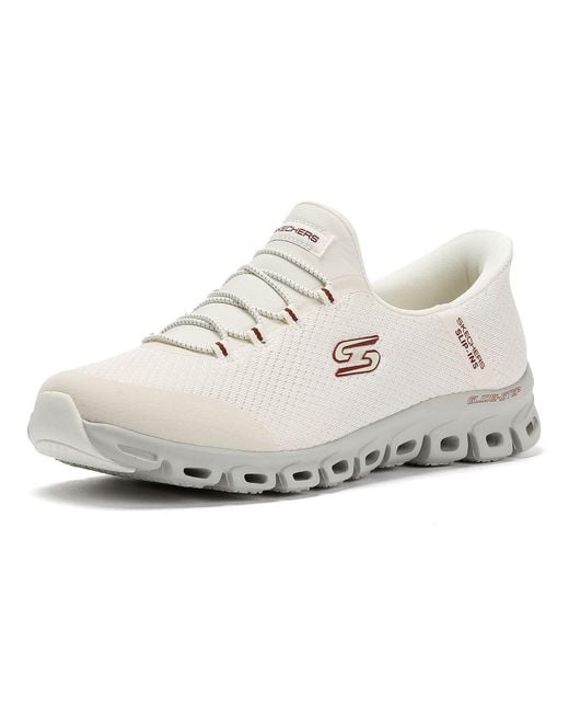 Skechers White Slip-Ins Glide Step Vibey Mesh Trainers