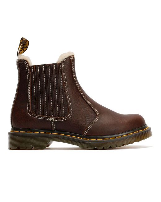 Dr. Martens Brown 2976 Leonore Ii Faux Grizzly Leder Chelsea Stiefel Mit Kunstfellfutter Schuhe