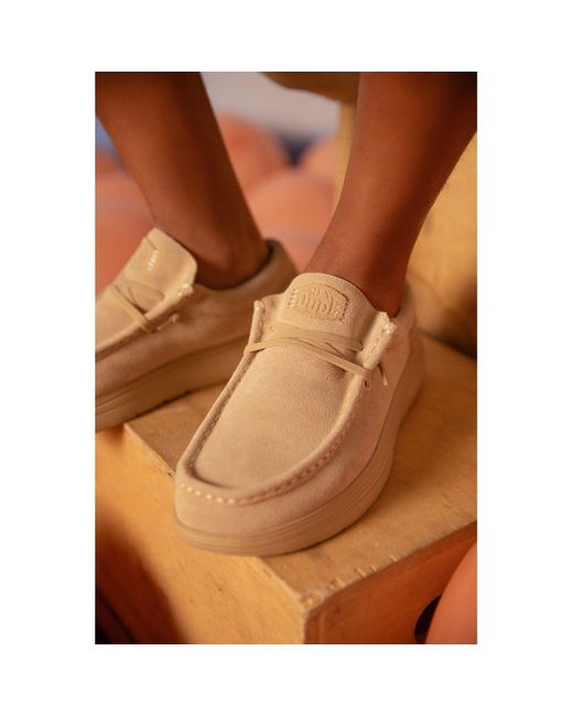 HeyDude Natural Wally X Suede Boat Shoes for men