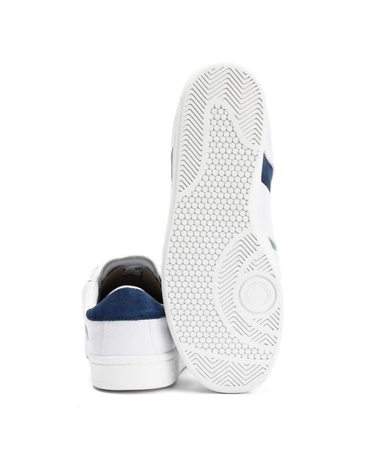 Fred Perry Blue B725 Leather Suede /Mint Trainers for men