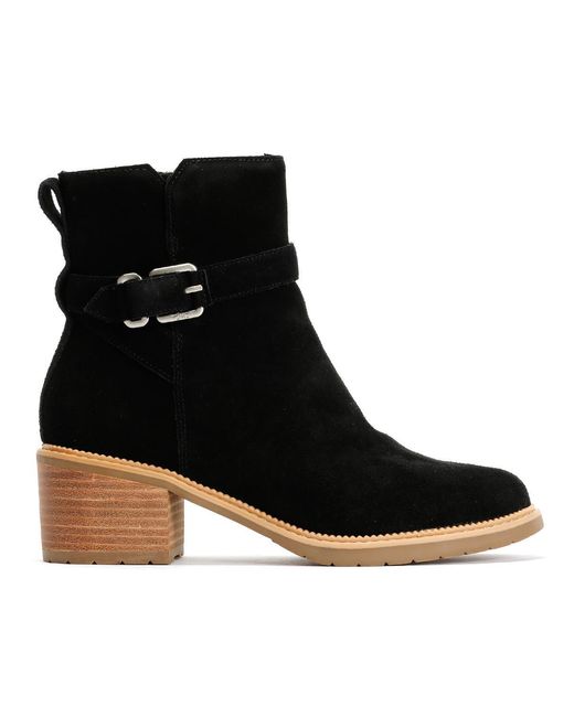 TOMS Black Hailey Buckle Suede Boots