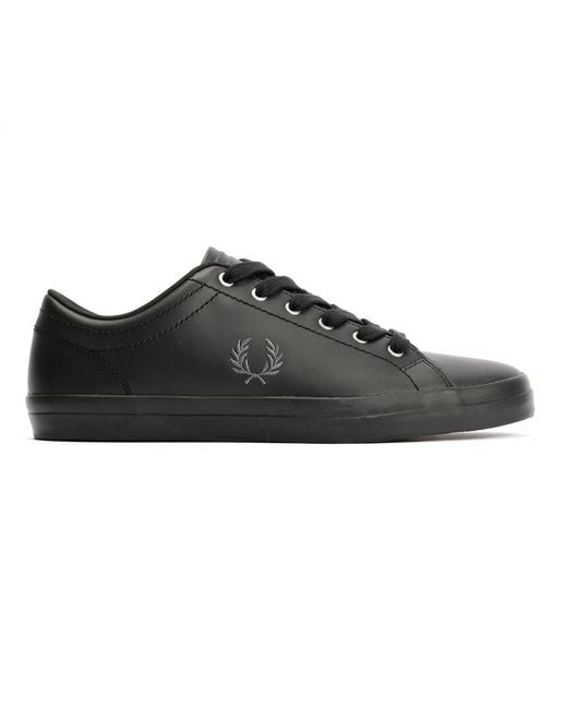 Fred Perry Black Baseline Leather Trainers for men