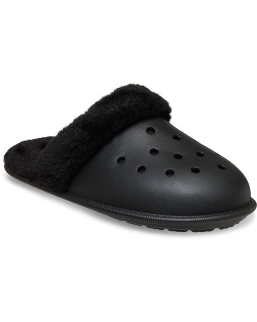 CROCSTM Black Classic Fuzz Scuff Slippers for men