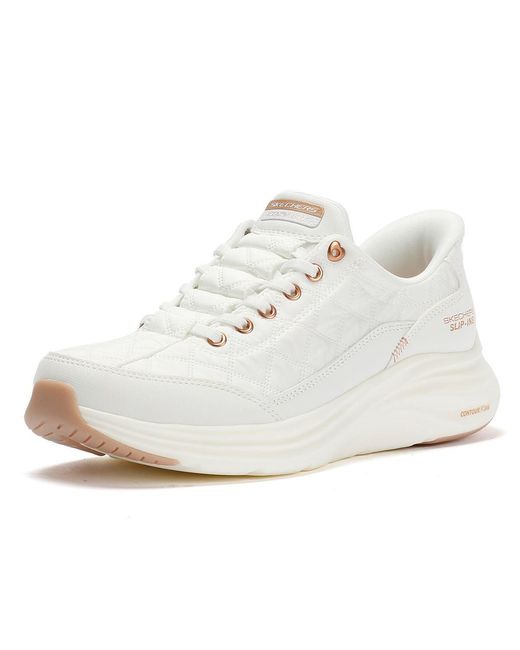 Skechers White Slip-Ins Contour Foam Cozy Fit Trainers