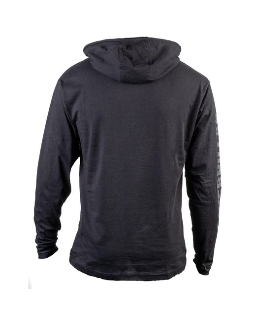 Caterpillar Black Hooded Long Sleeve Cotton T-Shirt for men