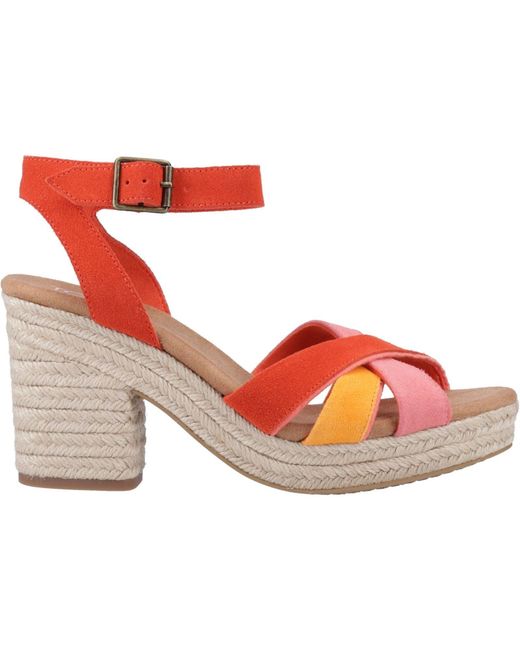 TOMS Red Majorca Strappy Leather Flame Sandals