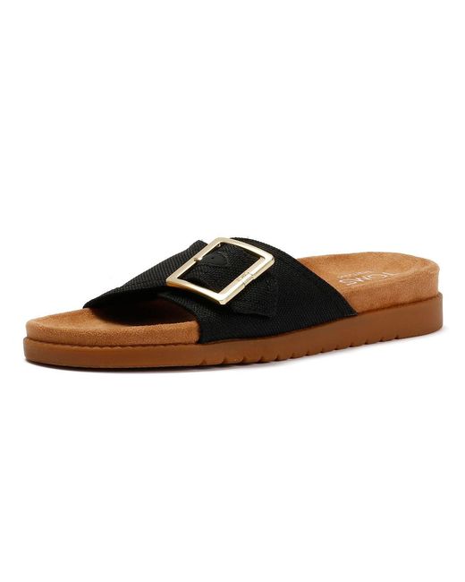 TOMS Black Marin Slide Canvas Sandals