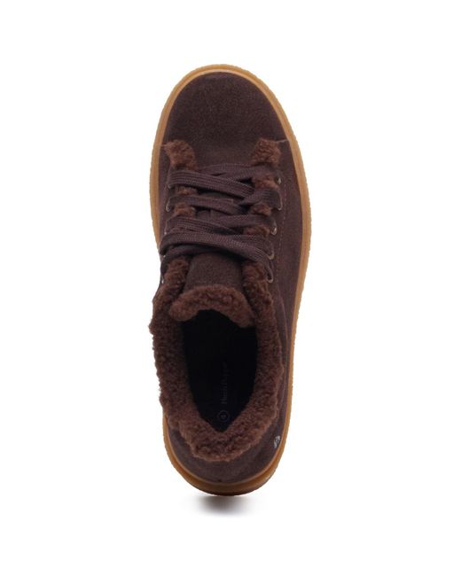 Hush Puppies Brown Brinlee Fur Suede Trainers