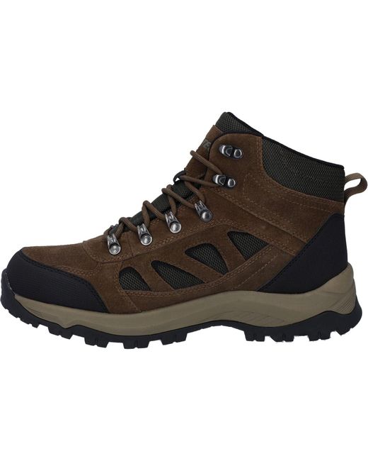 Hi-tec Black Bandera Expedition Mid Wide Leather Smokey/Khaki Hiking Boots for men