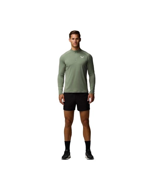 Castore Green Adapt Training 1/4 Zip Top Polyester Activewear T-Shirts for men