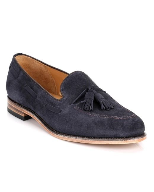 Loake Blue Mens Navy Lincoln Suede Loafers for men