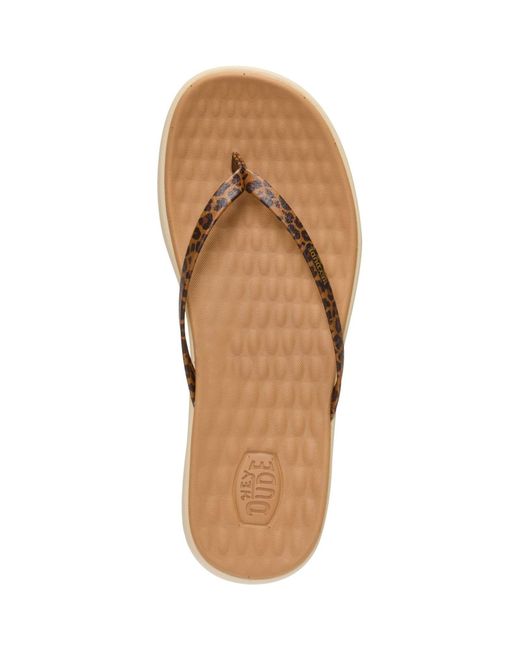 HeyDude Brown Maui Breeze Polyurethane Leopard Flip Flops