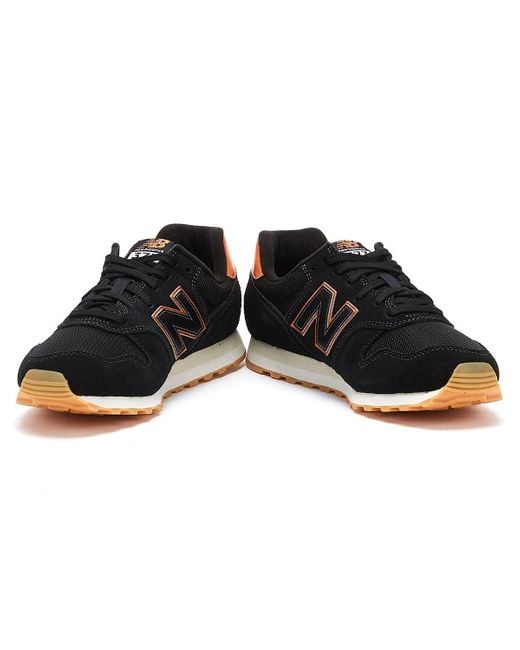 New Balance Suede 373 Womens Black / Rose Gold Trainers Lyst