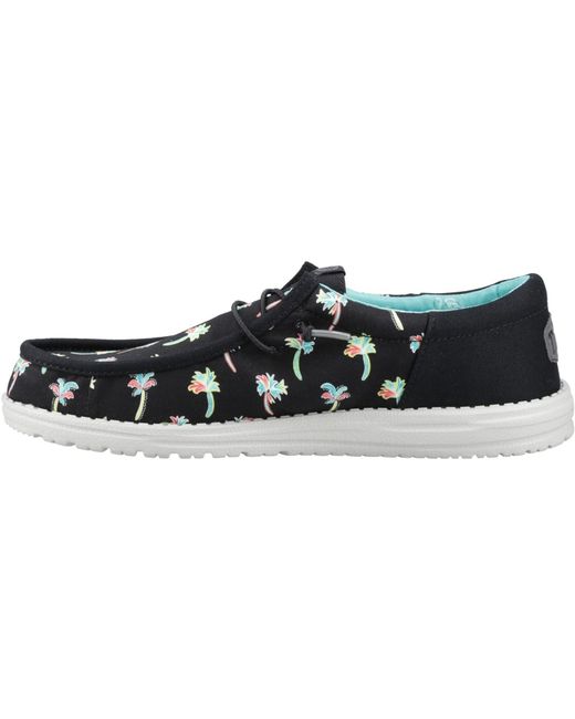 HeyDude Black Wally Funk Party Palm Cotton /Multi Moccasins Shoes for men