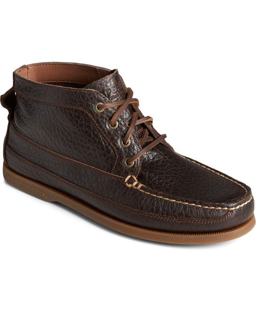 Sperry Top-Sider Brown Authentic Original Boat Chukka Tumbled Leather Boots for men