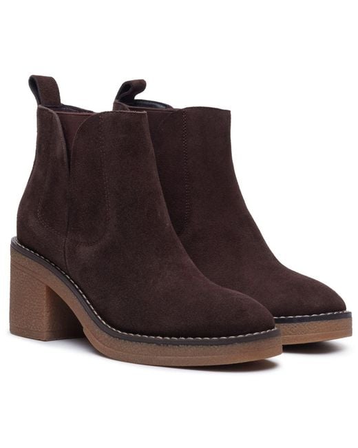 Hush Puppies Brown Felicia Suede Heeled Ankle Boots