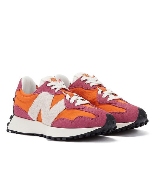 New Balance Red 327 Trainers In White & Orange