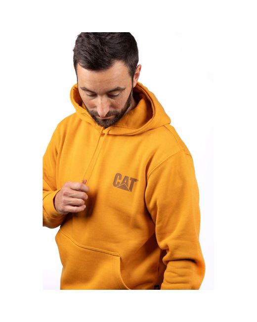 Caterpillar Orange Trademark Banner Cotton Hooded Sweatshirt for men