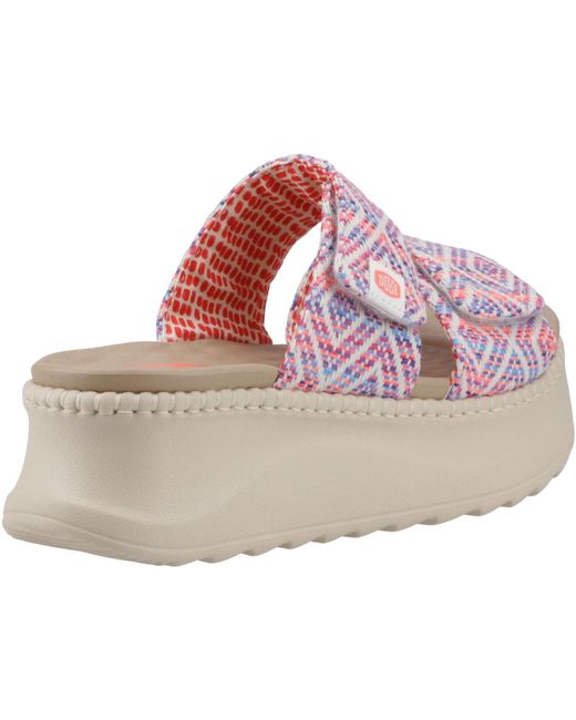 HeyDude Pink Delray Slide Surf Baja Synthetic Blend /Multi Sandals