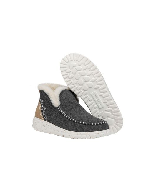 HeyDude Gray Denny Wool Faux Shearling Synthetic Boots