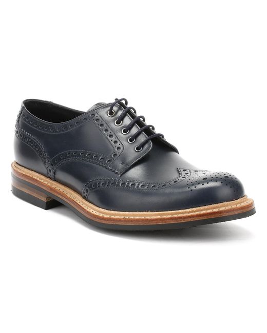 Loake Blue Mens Navy Worton Brogue Derby Shoes for men