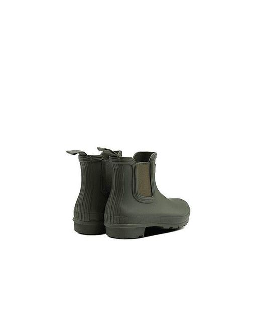 HUNTER Original Chelsea Rubber Dark Wellington Boots in Green | Lyst UK