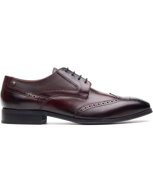 Base London Brown Steeple Brogue Leather Burnt Brogues Shoes for men