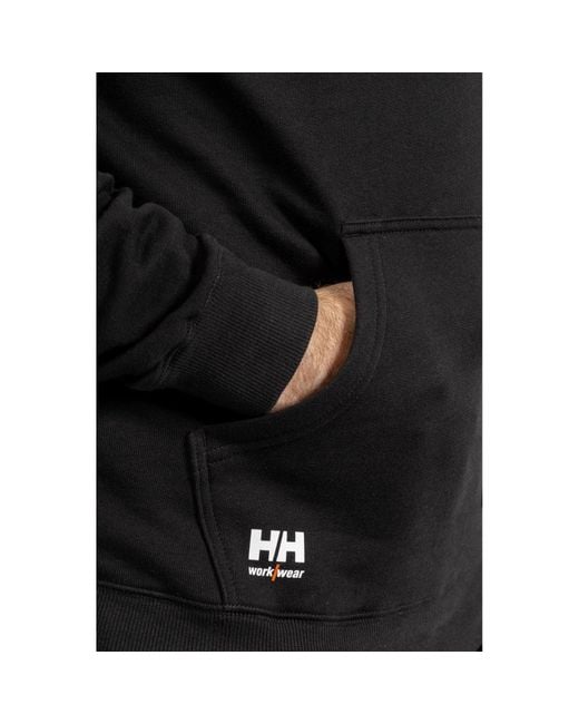 Helly Hansen Black Manchester Cotton Hooded Sweatshirt for men